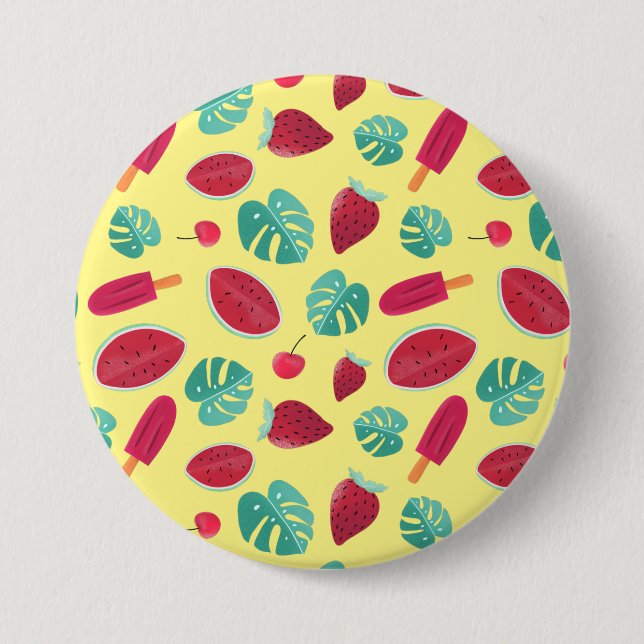 Popsicle, Cherry, Strawberry & Watermelon Leaves Button (Front)