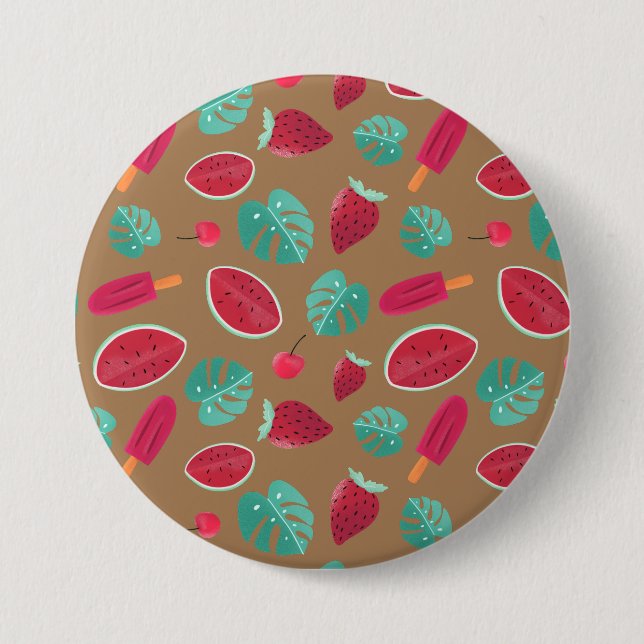 Popsicle, Cherry, Strawberry & Watermelon Leaves Button (Front)