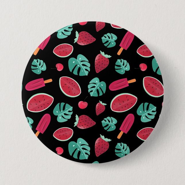 Popsicle, Cherry, Strawberry & Watermelon Leaves Button (Front)