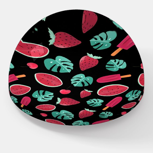 Popsicle, Cherry, Strawberry & Watermelon Leaves Paperweight (Angled)