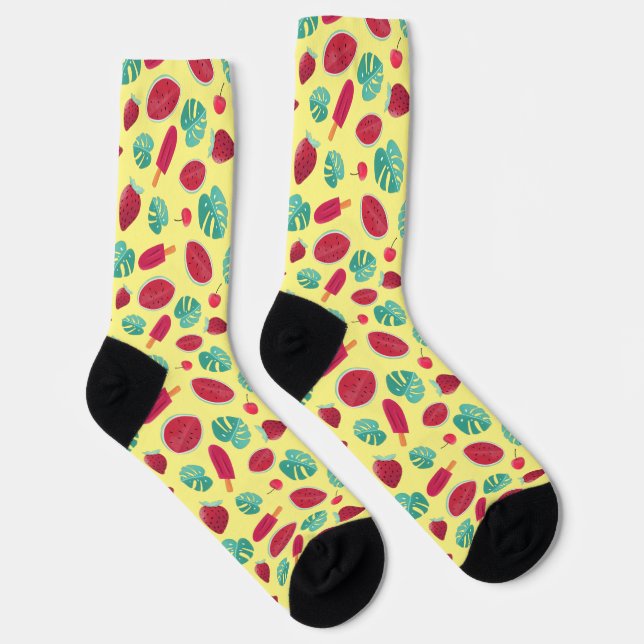 Popsicle, Cherry, Strawberry & Watermelon Leaves Socks (Right)