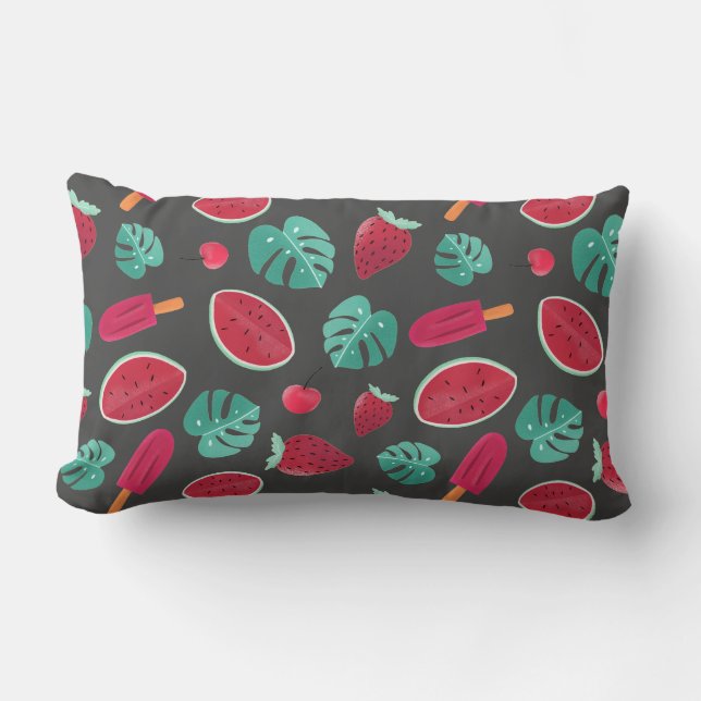 Popsicle, Cherry, Strawberry & Watermelon Lumbar Pillow (Front)