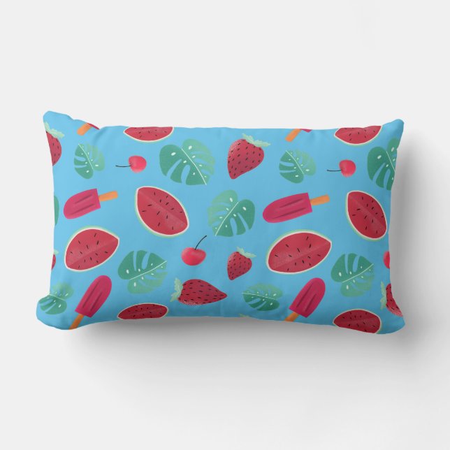 Popsicle, Cherry, Strawberry & Watermelon Lumbar Pillow (Front)