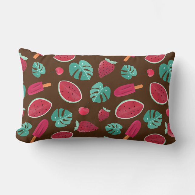 Popsicle, Cherry, Strawberry & Watermelon Lumbar Pillow (Front)