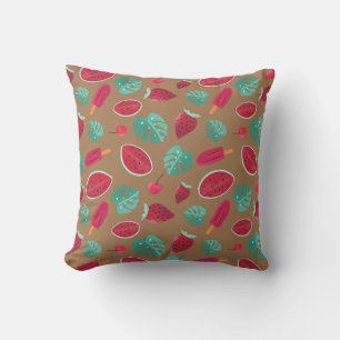 Popsicle, Cherry, Strawberry & Watermelon Throw Pillow