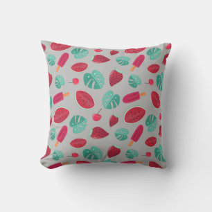 Popsicle, Cherry, Strawberry & Watermelon Throw Pillow