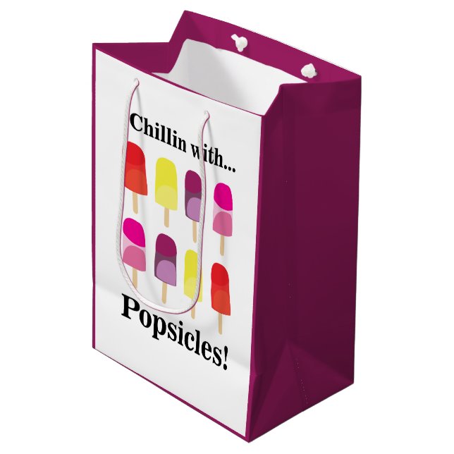 Popsicle Colorful Summer Birthday Party Medium Gift Bag (Front Angled)