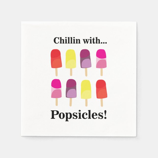Popsicle Colorful Summer Birthday Party Napkins (Front)