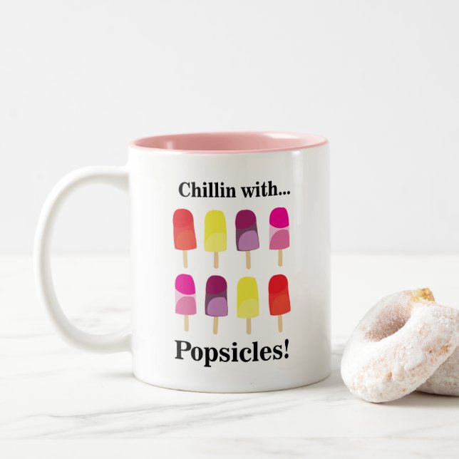 Popsicle Colorful Summer  Two-Tone Coffee Mug (With Donut)