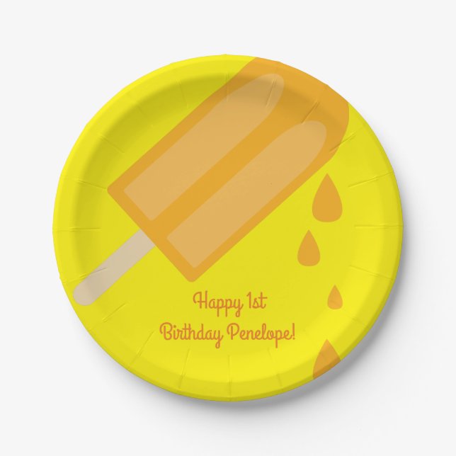 Popsicle Cute Kids Birthday Party Paper Plates (Front)