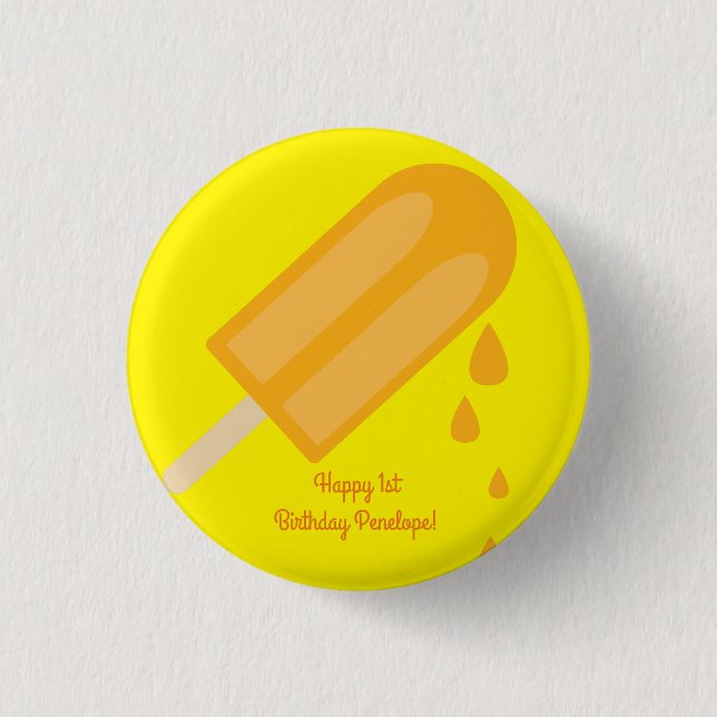 Popsicle Cute Summer 1st Birthday Party Theme Button (Front)