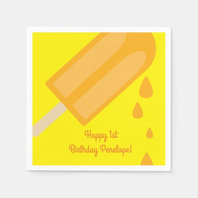 Popsicle Cute Summer 1st Birthday Party Theme Napkins (Front)
