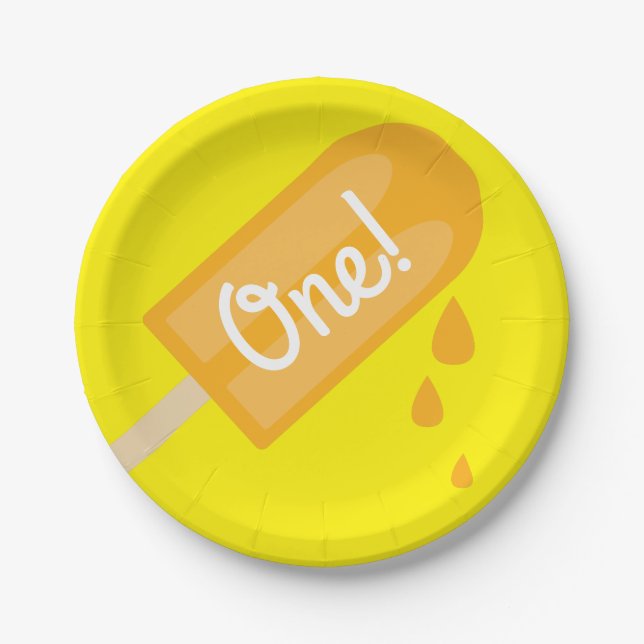 Popsicle Cute Summer 1st Birthday Party Theme Paper Plates (Front)
