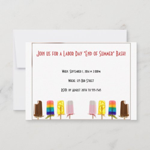Popsicle End of Summer Labor Day Invitation