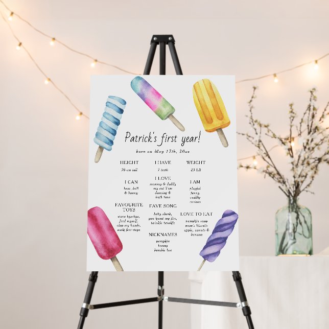 Popsicle First Birthday Milestone Birthday Foam Board (In Situ (Stand))