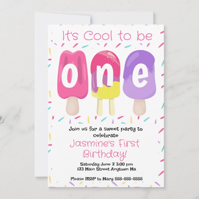 Popsicle First Birthday Party Invitation (Front)