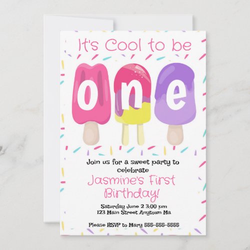 Popsicle First Birthday Party Invitation
