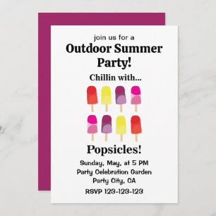 Popsicle Fun Colorful Outdoor Summer Party Invitation