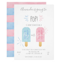 Popsicle Gender Reveal Invitation, Boy or Girl Card