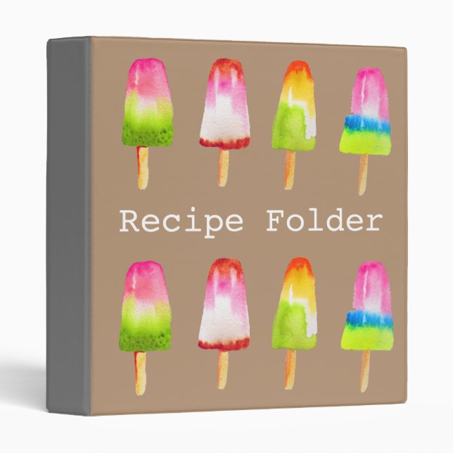 Popsicle ice-block cute dessert food recipe 3 ring binder (Front/Spine)