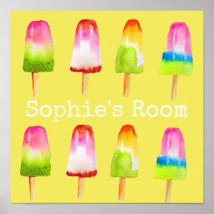 Popsicle ice-block cute food art girl's room poster