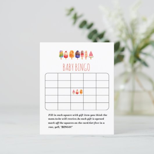 Popsicle Ice Cream baby shower bingo game (Standing Front)