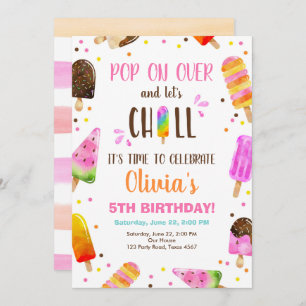 Popsicle Ice Cream Birthday Summer Pool Party Invitation
