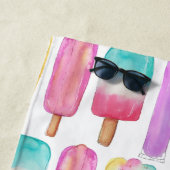 Popsicle Ice Cream Colorful Cute Trendy Monogram Beach Towel (In Situ)