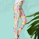 Popsicle Ice Cream Colorful Watercolor Modern Cute Leggings<br><div class="desc">This cute,  trendy summer pattern was created using my hand painted whimsical watercolor popsicle ice creams in soft shades of purple,  pink,  yellow,  and red,  white,  and blue for a fun,  colorful design!</div>