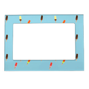 Popsicle ice cream on blue magnetic frame