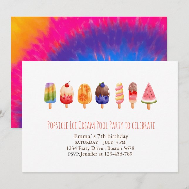 Popsicle Ice Cream PartyInvitation Invitation (Front/Back)