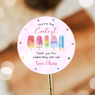 Popsicle Ice Cream Pink Girl Birthday Sticker