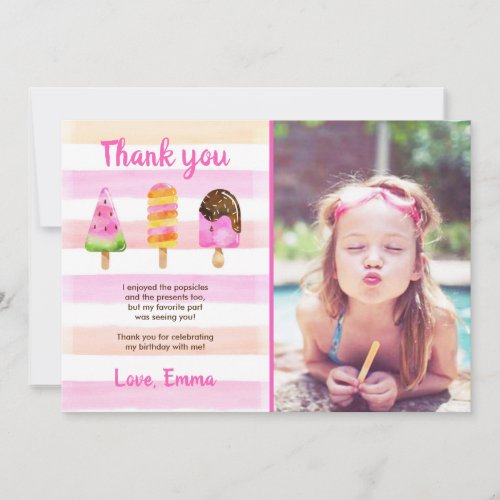 Popsicle Ice Cream Summer Birthday Thank You Card