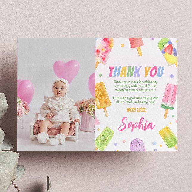 Popsicle Ice Cream Thank You Card Summer Party (Creator Uploaded)