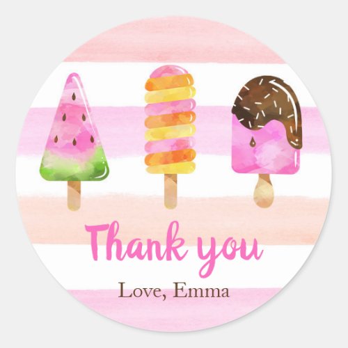 Popsicle Ice Cream Thank You Favor Tag Summer