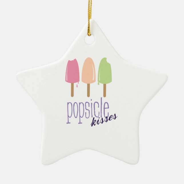 Popsicle Kisses Ceramic Ornament (Front)