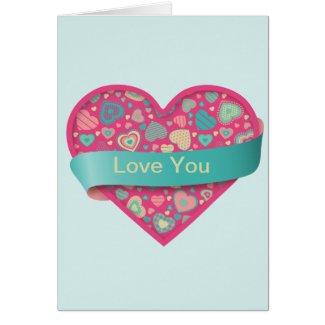 Popsicle Love heart with banner, customizable Cards