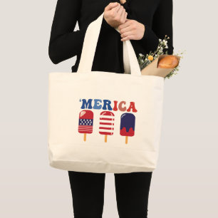 Popsicle Merica Independence Day 4th of July Large Tote Bag