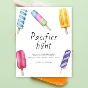 Popsicle - pacifier hunt baby shower game poster