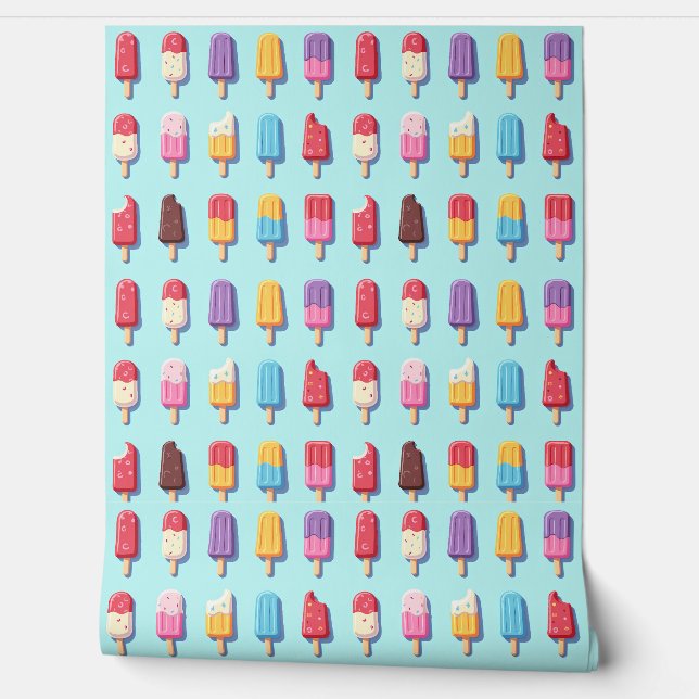 Popsicle Parade in Blue Ice Cream II Wallpaper (Unrolling)