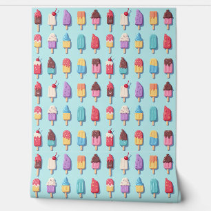 Popsicle Parade in Blue Ice Cream III Wallpaper