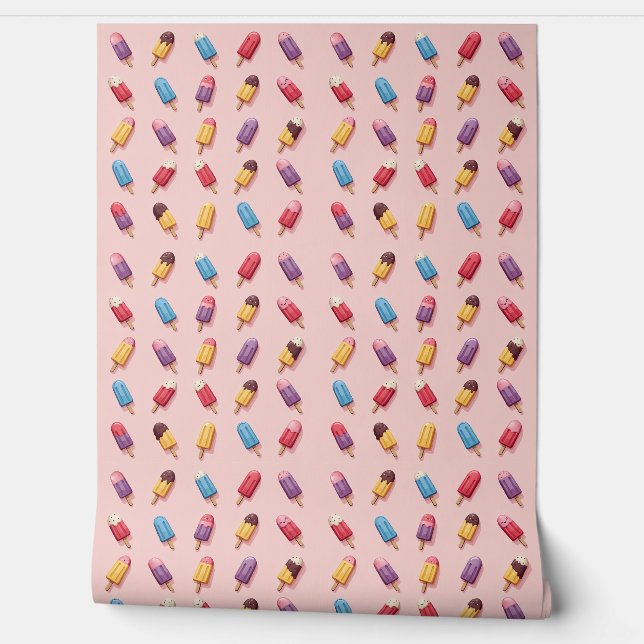 Popsicle Parade in Pink Ice Cream I Wallpaper (Unrolling)