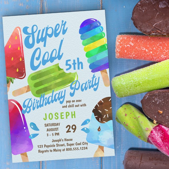 Popsicle Party Any Age Boys Super Cool Birthday Invitation (Creator Uploaded)