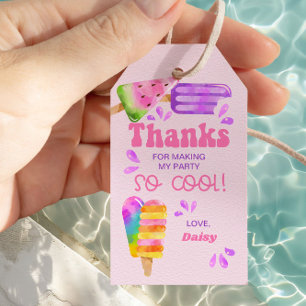 Popsicle Party Cool Ices Pink Thank You Gift Tags