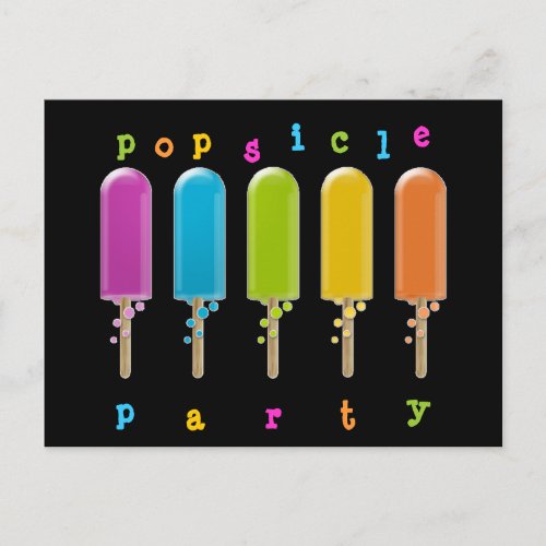 popsicle party invitation postcard