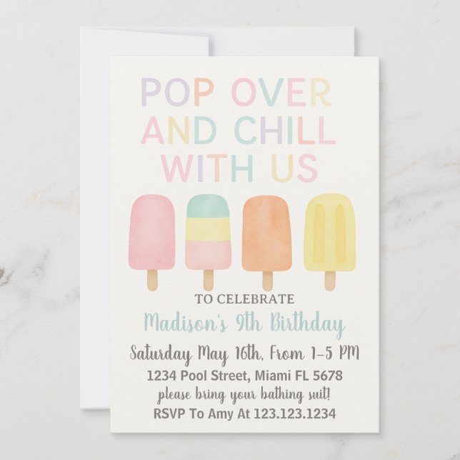 Popsicle Party Kids Birthday Invitation (Front)