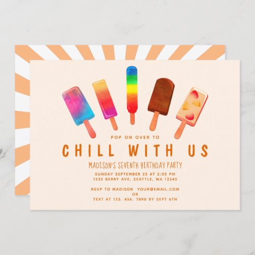 Popsicle Party Kids Birthday Party Invitation