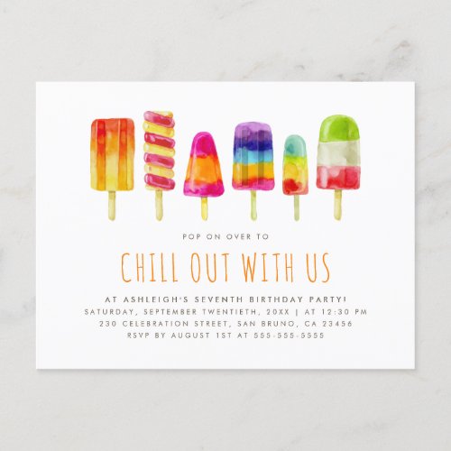 Popsicle Party  Kids Birthday Party Invitation
