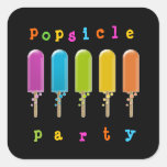 Popsicle Party Square Sticker at Zazzle