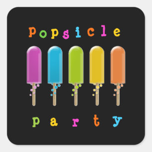 popsicle party square sticker